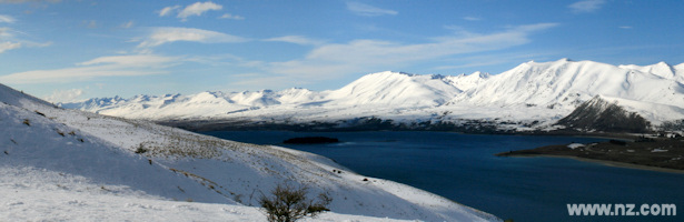 Looking over Lake Tekapo towards the Two Thumbs Range